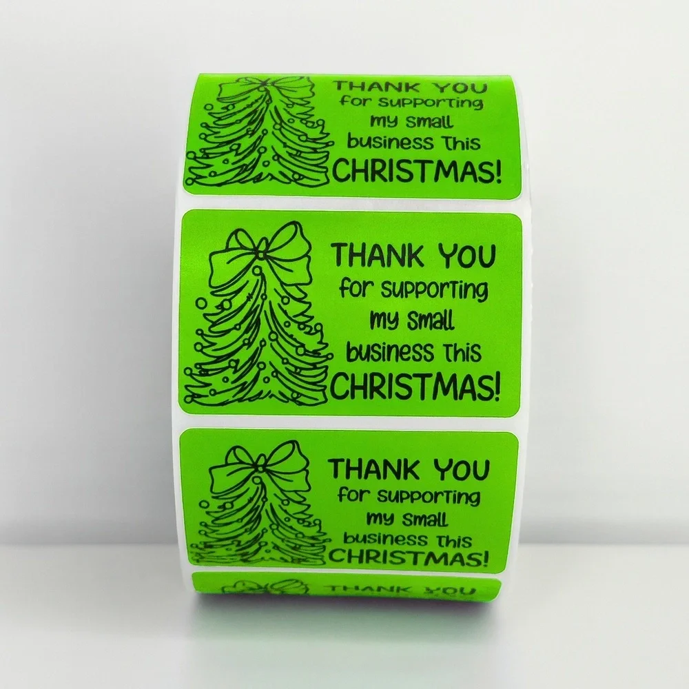 Christmas Thank You Stickers in Mint Green – Packaging Labels for business NEW